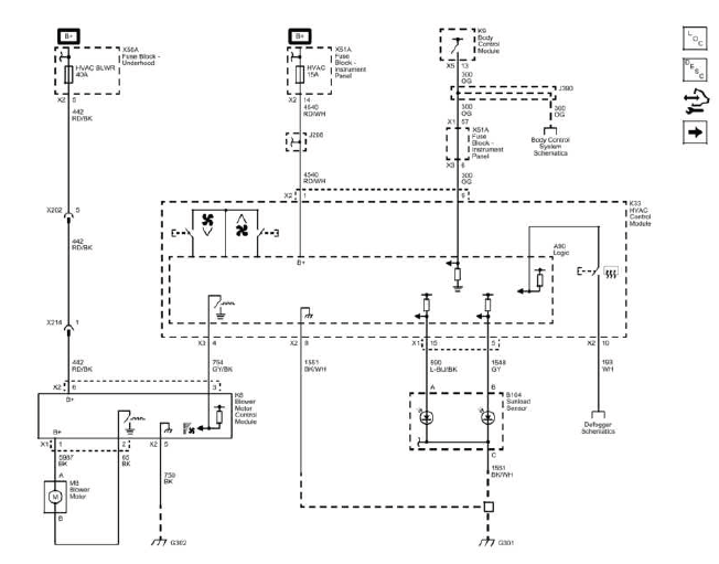 Buick Enclave manual HVAC power ground blower control wiring schematic