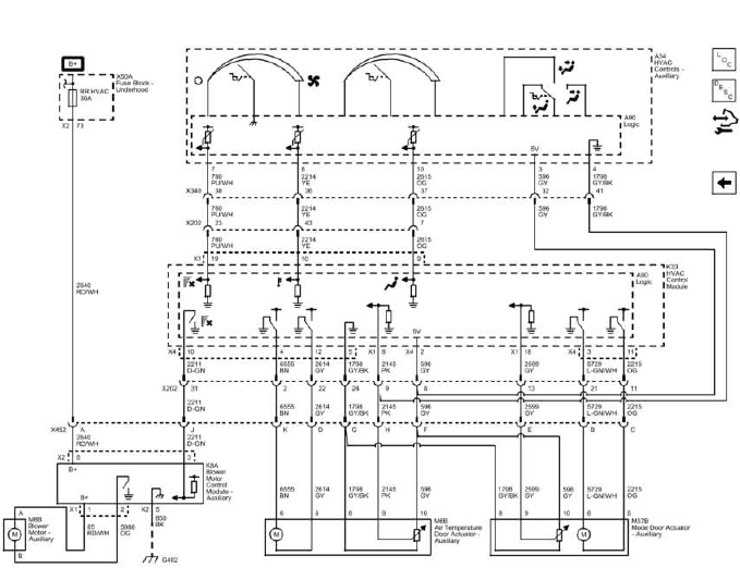 Buick Enclave rear HVAC wiring schematic for auxiliary climate controls