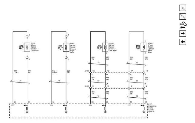Buick Enclave wheel speed sensor wiring schematic for ABS diagnosis
