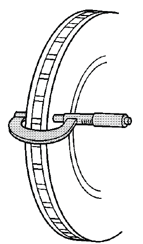 Buick Enclave brake rotor thickness measurement with micrometer