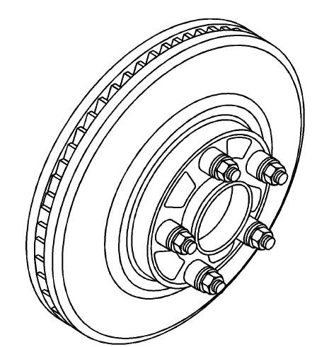 Buick Enclave brake rotor secured with conical washers and lug nuts for LRO check