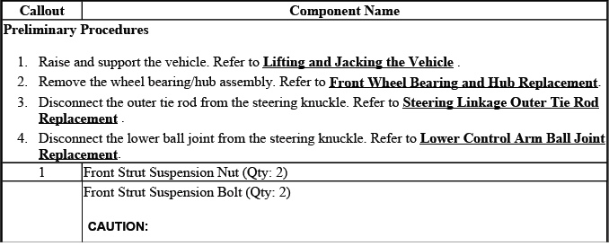 Buick Enclave front steering knuckle replacement procedure reference