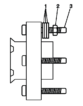 Flat washers wheel stud and hex nut arranged for stud installation