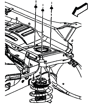 Buick Enclave upper strut mounting nuts location