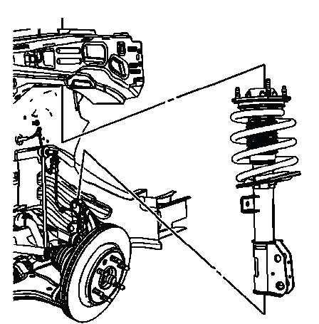 Front strut assembly separated from steering knuckle