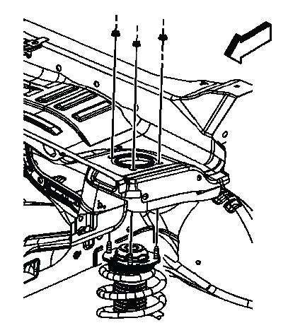 Upper strut mounting nuts during front strut installation